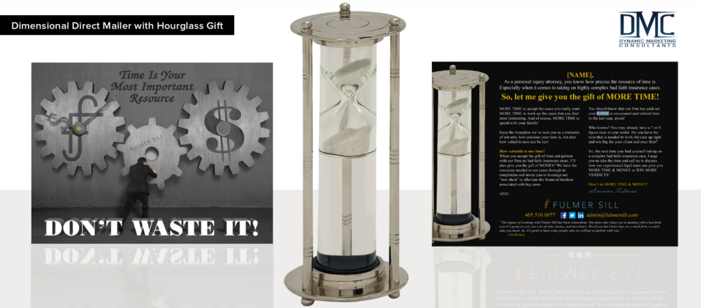 Dimensional Direct Mailer with Hourglass Gift